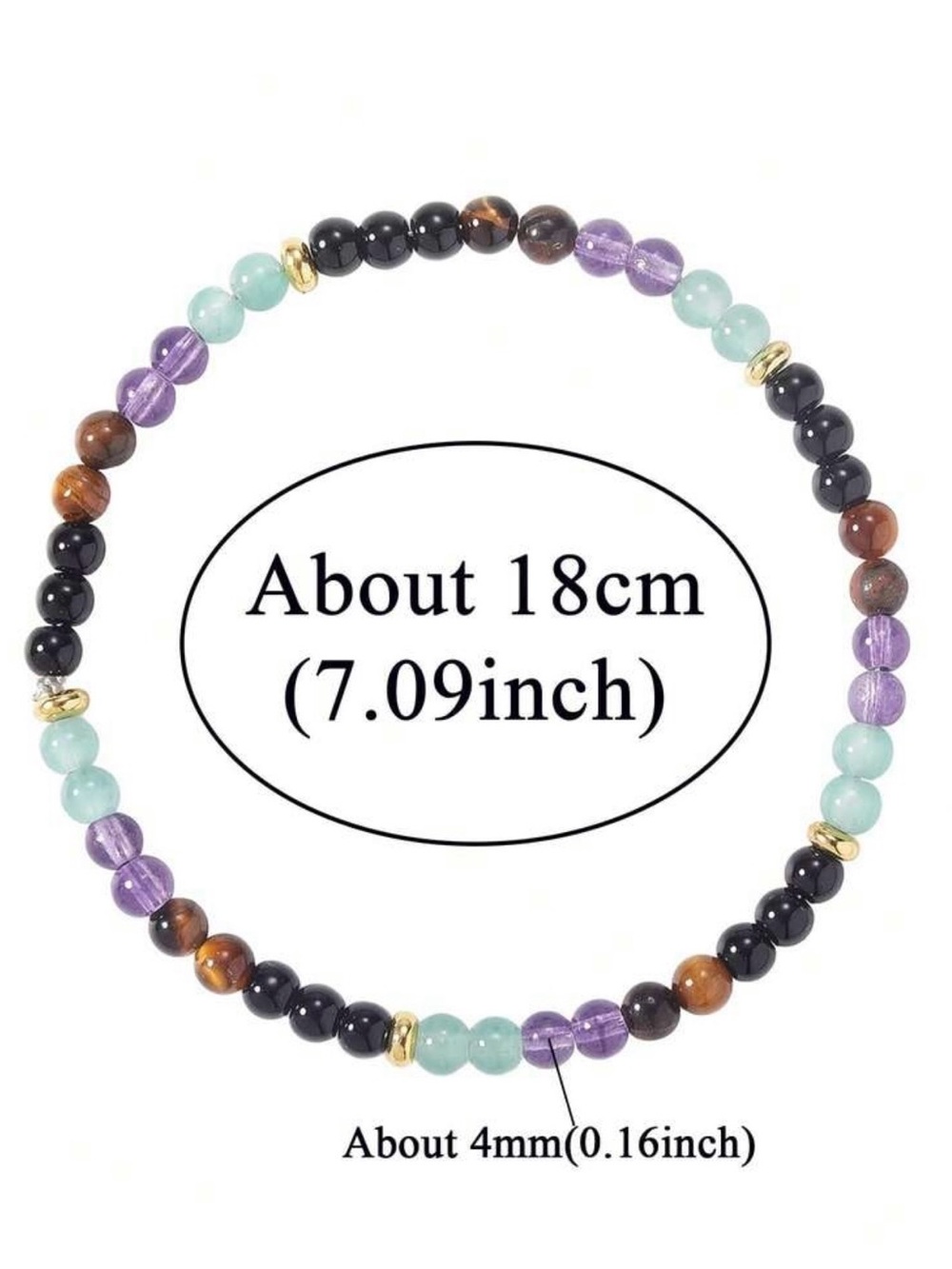 Bohemian Stone Beaded Bracelet Amethyst, Tourmaline, Aventurine, Tiger’s Eye NEW - Picture 3 of 3